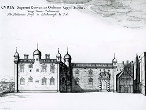 Parlamentshuset i Edinburgh (gravering) (bundw-bilde) av Wenceslaus Hollar