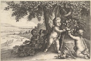 The River God and the Boys, 1625-77. av Wenceslaus Hollar