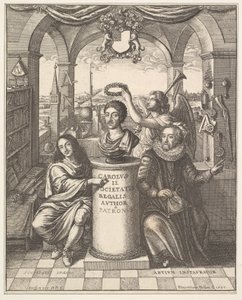 The Royal Society, frontispice til Thomas Sprat, The History of the Royal Society of London..., 1667. av Wenceslaus Hollar