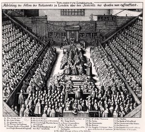 Rettsaken mot Thomas Wentworth (1593-1641) jarl av Strafford i 1641 av Wenceslaus Hollar