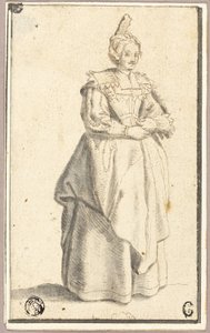 Damen med den lille hevede luen, etter et trykk fra La Noblesse av Wenceslaus Hollar