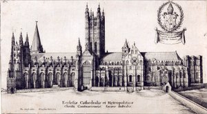 Utsikt over Canterbury Cathedral fra sør, ca. 1638-66 av Wenceslaus Hollar