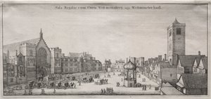 Utsikt over London: New Palace Yard med Westminster Hall og Clock House av Wenceslaus Hollar