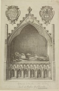 Utsikt over graven til Avaline, grevinne av Lancaster (kone til Edmund, jarl av Lancaster) i Westminster Abbey, 1666 av Wenceslaus Hollar
