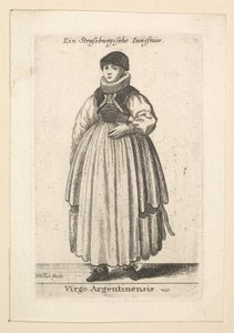 Jomfru Argentinensis. Ugift kvinne fra Strasbourg, 1625-77. av Wenceslaus Hollar