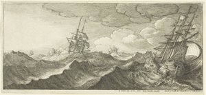 Krigsskip i bølgedalen av Wenceslaus Hollar