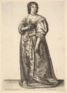 Hellengde dame, etter Anthony van Dyck, 1625-77. av Wenceslaus Hollar