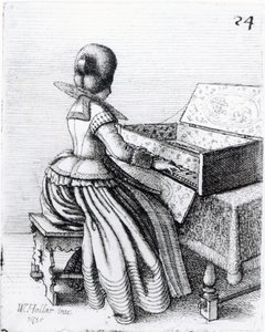 Kvinne som spiller på et tastatur, 1635 av Wenceslaus Hollar
