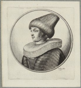 Kvinne med spiss pelshatt av Wenceslaus Hollar