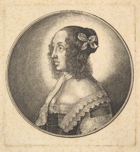 Kvinne med mørkt hår og sløyfe i profil til venstre, 1642. av Wenceslaus Hollar