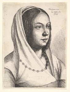 Ung kvinne med et skjerf på hodet, etter Bonsignori, 1645. av Wenceslaus Hollar