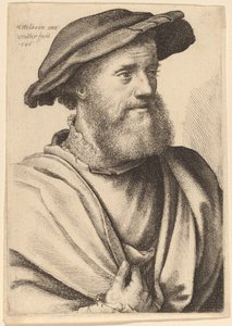 Mann med skjegg som ser riktig ut (Hans Holbein?) av Wenceslaus Hollar after Hans Holbein the Younger