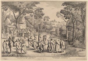 Rustikk bryllupsdans av Wenceslaus Hollar after Jan Brueghel the Elder