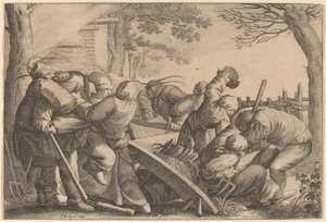 Bondeslagsmål av Wenceslaus Hollar after Pieter Bruegel the Elder