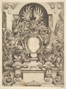 Design for en kartusj, plate fra Dietterlin