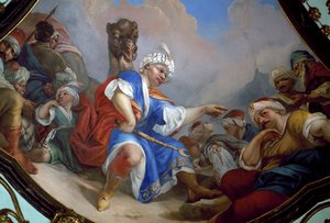 Fresco, hovedhallen til Ploskovice slott, Böhmen. Tsjekkisk Republikk. av Wenzel Lorenz Reiner