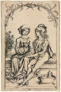 The Lovers after the Housebook Master, ca. 1490. av Wenzel von Olmütz