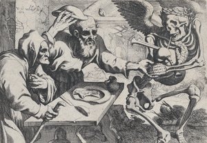 Gammelt par og død med sekkepiper, 1612. av Werner Jacobsz. van den Valckert