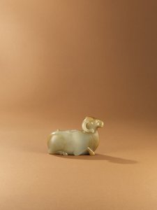 Ram-formet vannpotte (celadon jade) av Western Han Dynasty Chinese School