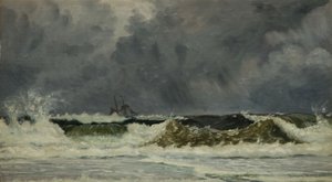 Røft vær - Jyllandskysten, 1884. av Whitworth Wallis