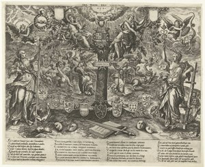 Paktens tre, 1578 Paktenes tre / Arbor Pacis (tittel på objekt) av Wierix