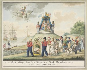 Napoleons eksil til Elba, 1814 Retreatet til Menschen-bøddelen Napoleon fra Frankrike (tittel på objekt) av Wijnand Esser (attributed to)
