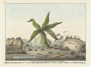 Tegneserie om franske skikker, 1813-1814 Møtet i kjelleren råtten med direktørens (tittel på objekt) av Wijnand Esser