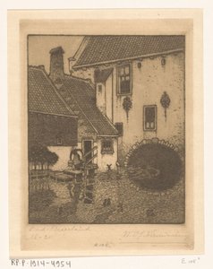 Bakre fasade på rådhuset i Oud-Beijerland Kanal i Gamle Bayern (original tittel) av Wijnand Otto Jan Nieuwenkamp (signed by artist)