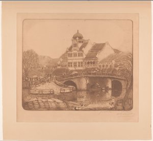 Bro og kontorbygg i Batavia På Kali Besar i Batavia (original tittel)