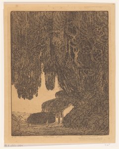 Kinesisk kapell nær Semarang på Java Kinesisk sted for tilbedelse (original tittel) av Wijnand Otto Jan Nieuwenkamp (signed by artist)
