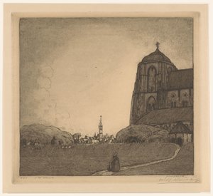 View of Veere (original tittel) av Wijnand Otto Jan Nieuwenkamp (signed by artist)
