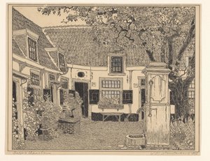 Hofje van Loo i Haarlem av Wijnand Otto Jan Nieuwenkamp (signed by artist)