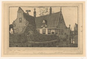 Trehus på vannet i Zaandijk Hus i Zaandijk (original tittel) av Wijnand Otto Jan Nieuwenkamp (signed by artist)