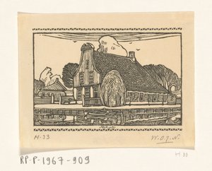 Hus med trefasade på en kanal i Edam Hus i Edam (original tittel) av Wijnand Otto Jan Nieuwenkamp (signed by artist)