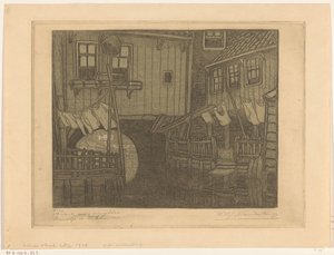 Hus på havnen i Enkhuizen Nabolag i Enkhuizen (original tittel) av Wijnand Otto Jan Nieuwenkamp (signed by artist)