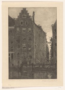 Hus ved Damrak i Amsterdam At the Damrak (original tittel) av Wijnand Otto Jan Nieuwenkamp (signed by artist)