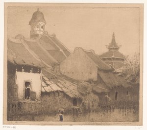 Hus på vannet i Semarang I kampong, Semarang (original tittel) av Wijnand Otto Jan Nieuwenkamp (signed by artist)