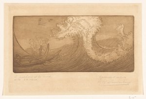 Fiskere til sjøs og død The Traveler and Death (original tittel) Le Pecheur et la Mort (tittel på objekt) av Wijnand Otto Jan Nieuwenkamp (signed by artist)