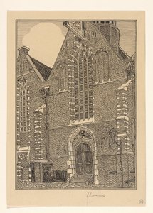Vestlig fasade av Noorderkerk i Hoorn av Wijnand Otto Jan Nieuwenkamp (signed by artist)