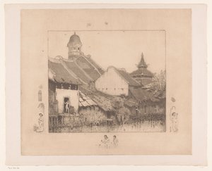 Hus og badegjester i Semarang I Kampong. Semarang (original tittel) av Wijnand Otto Jan Nieuwenkamp
