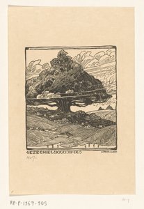 Byer under en sedertre i et fjellandskap Dream Face of Ezekiel (original tittel) av Wijnand Otto Jan Nieuwenkamp