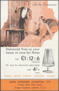 John Gardner Cystal Glassware, 1920-tallet av Wilfred Fryer