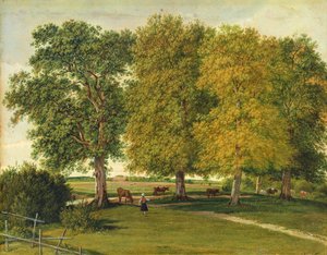 Herder with Cattle under Autumnal Trees, ca. 1821 (olje på papir lagt på papp)