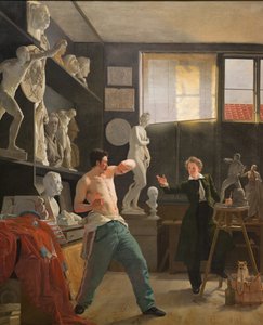 En skulptør i sitt studio som arbeider fra livet av Wilhelm Bendz