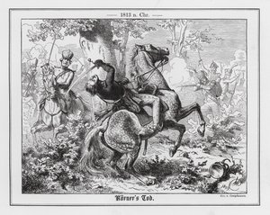 Døden til den tyske poeten og soldaten Theodor Koerner som forfulgte franskmennene ved Gadebusch av Wilhelm Camphausen