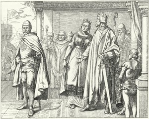 Ernest II, hertug av Schwaben, før kong Conrad II av Tyskland etter å ha gjort opprør mot ham av Wilhelm Camphausen