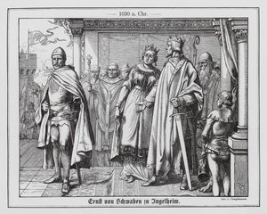 Ernest II, hertug av Schwaben, foran den hellige romerske keiseren Konrad II i Ingelheim, Tyskland av Wilhelm Camphausen