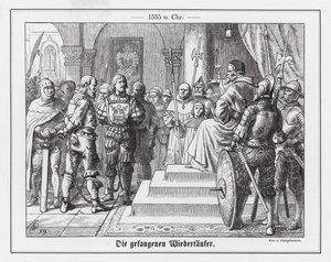 Tyske anabaptistiske fanger i lenker etter erobringen av Münster av Wilhelm Camphausen