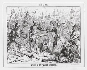 Kong Frans I av Frankrike tatt til fange i slaget ved Pavia av Wilhelm Camphausen