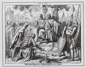 De saksiske prinsenes underkastelse til den hellige romerske keiseren Henrik IV ved Spira av Wilhelm Camphausen